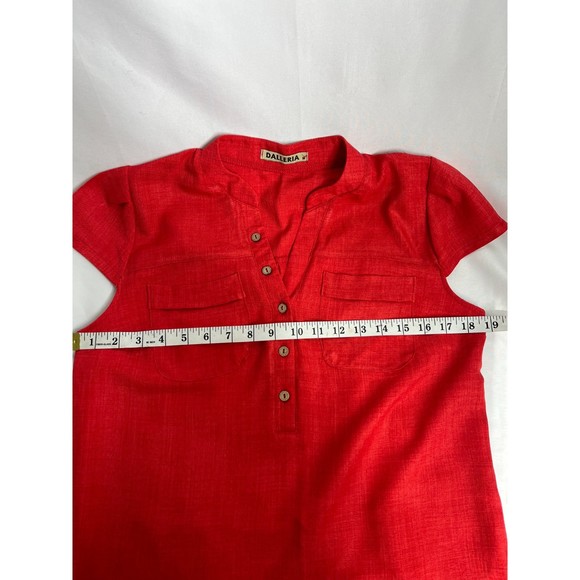 Dalleria Made in Turkey Short Sleeve Popover Top M Red Essential Career Office - Picture 7 of 8